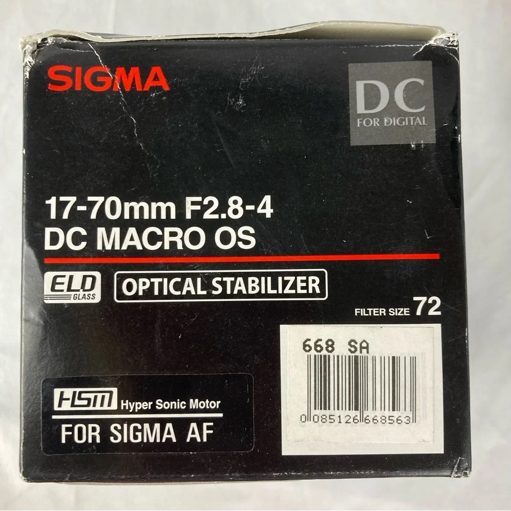 Sigma Lens 17-70mm F2.8-4 DC Macro OS HSM for Sigma AF SA Mount w/ Box & Manual